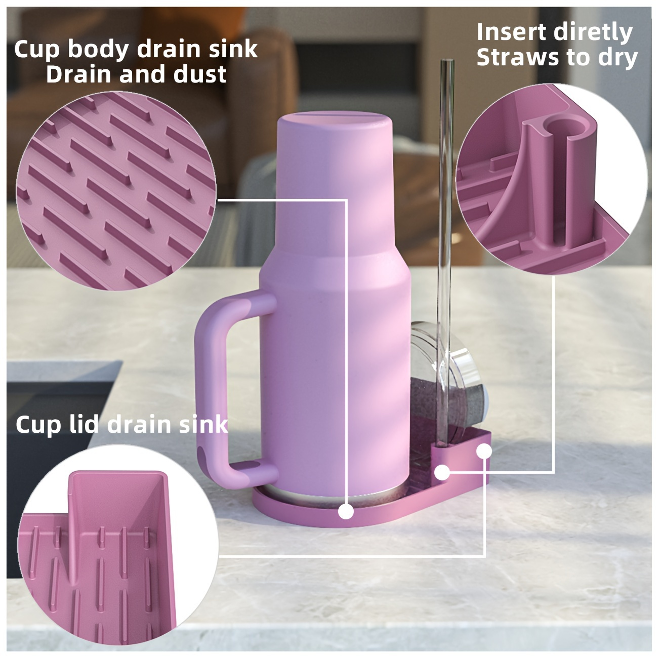 Vaso de silicona de , estante para tienda en seco, estación de secado de vasos para limpiar tazas y almacenamiento, soporte para vasos de agua