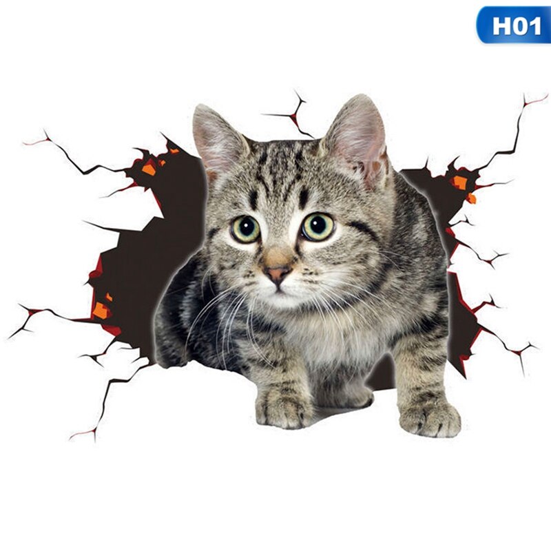 Pegatinas 3D para coche, Adhesivo de revestimiento 3D para gatos y perros grandes, adhesivo de gato para coche, pegatina de vinilo reflectante Animal, 1 Uds.: H01