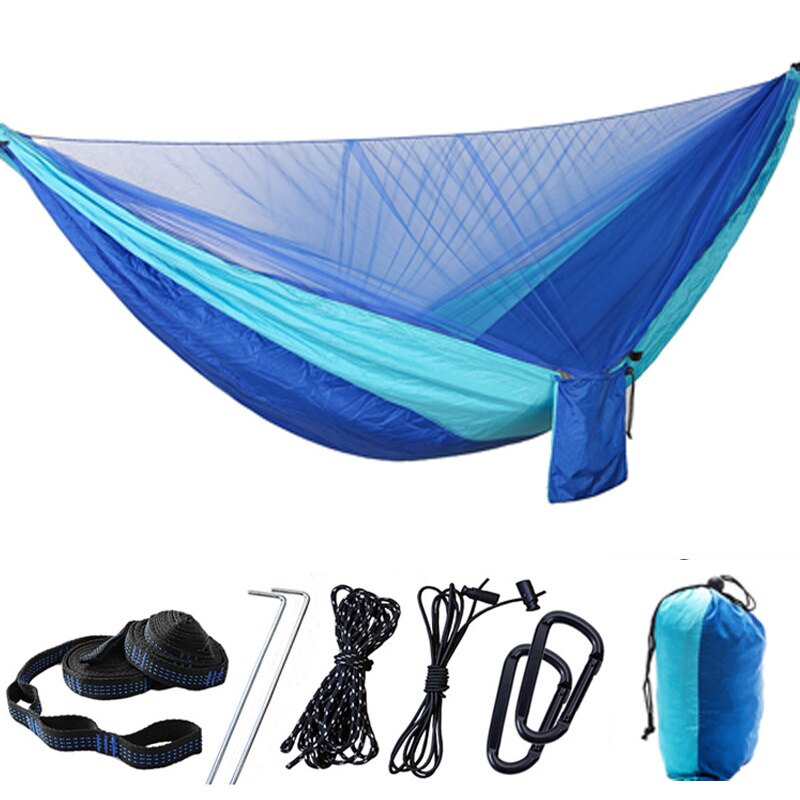 Tienda de campaña Pop-Up, hamaca, toldo, lona para lluvia, Mosca, mosquitera portátil, hamaca para dormir, cama, columpio, muebles de exterior OD002: Azul