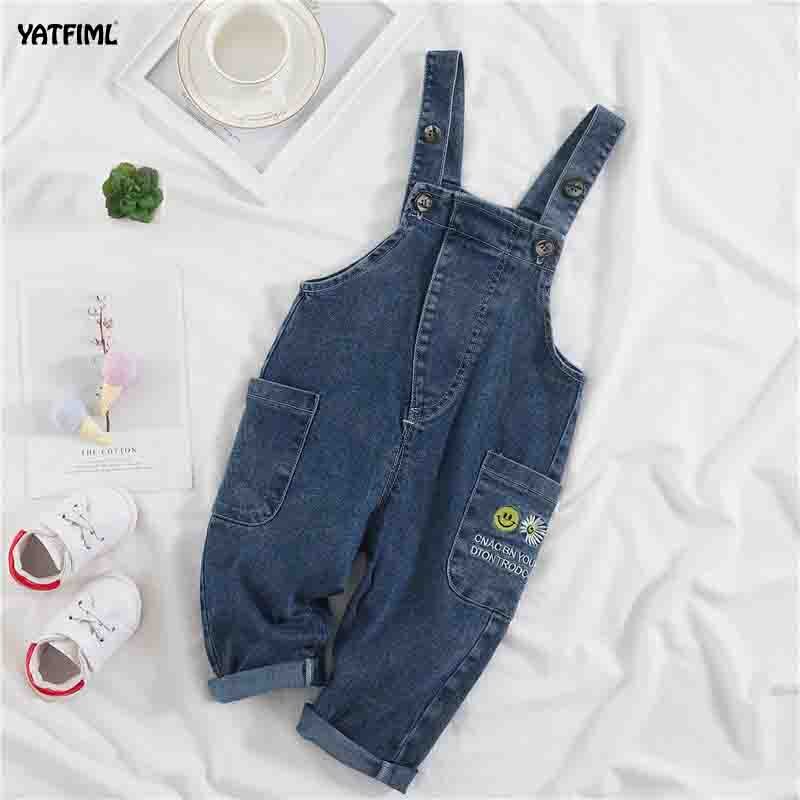 YATFIML Del Bambino Delle Ragazze Dei Ragazzi Dei Jeans Tute E Salopette Bambino Del Bambino Dei Bambini Del Denim Body E Pagliaccetti Sorriso Simpatico Fumetto Bebe Tuta Bambini Pantaloni Lunghi Vestiti: dark blue / 12m