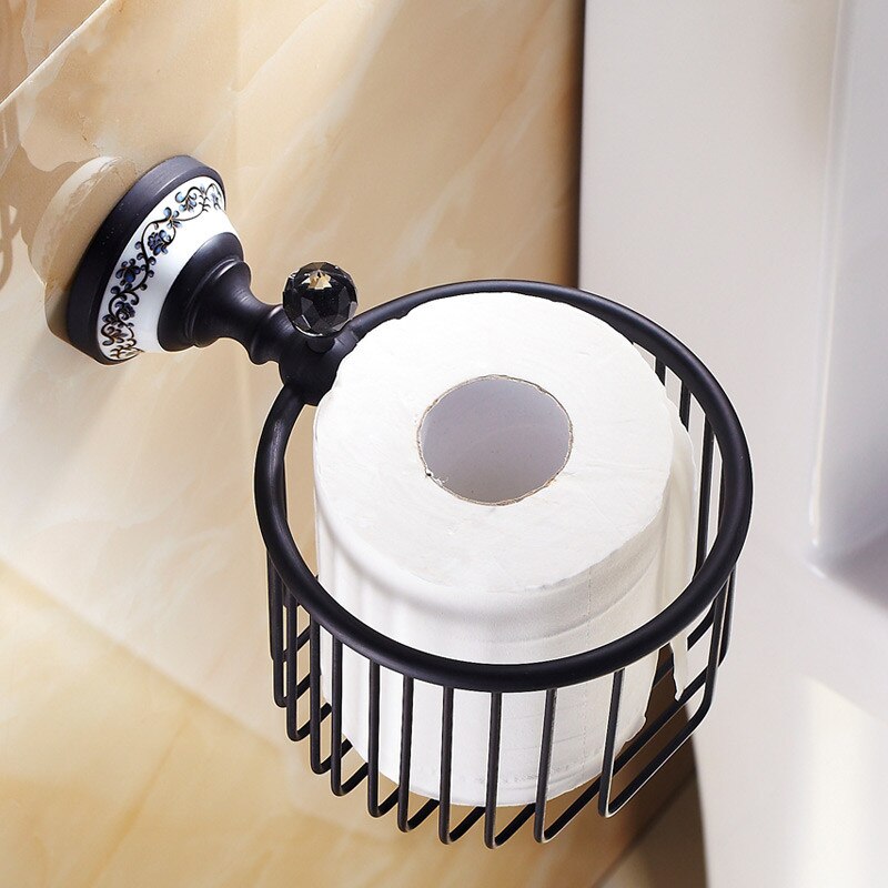Papirholdere retro vægmonteret krom krystal messing finish badeværelse tilbehør papirholder sæt toiletrulleholder 6313