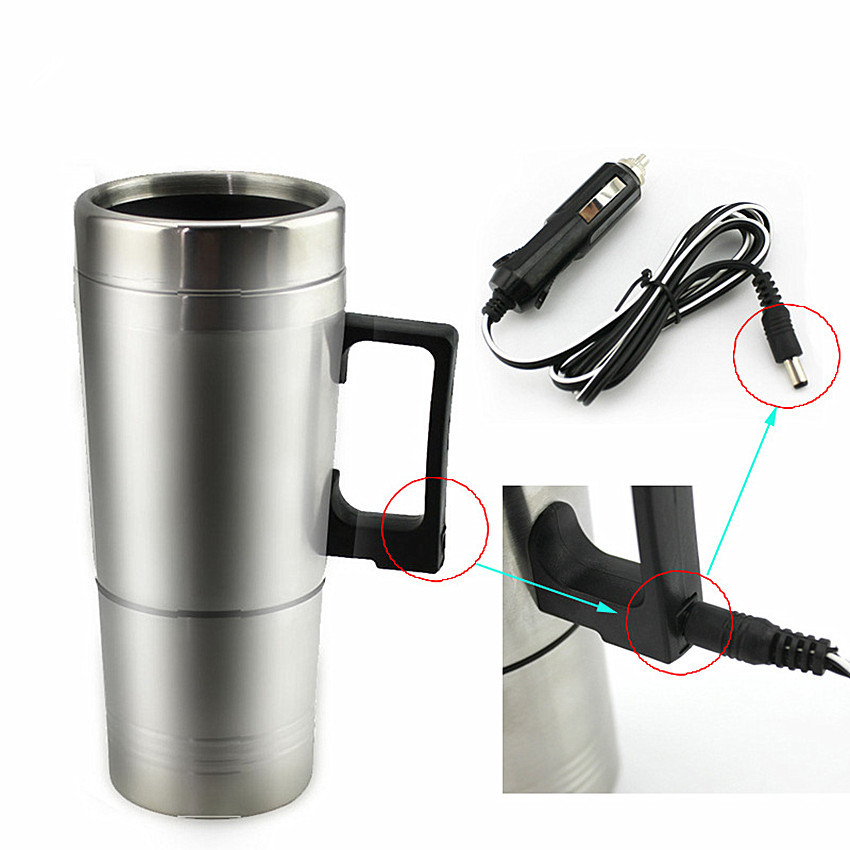 12v 300ml Portable in Car Coffee Maker Vacuum Kettle Vehicle Heating Cup Outdoor Water Bottle Stainless Steel Tea Pot