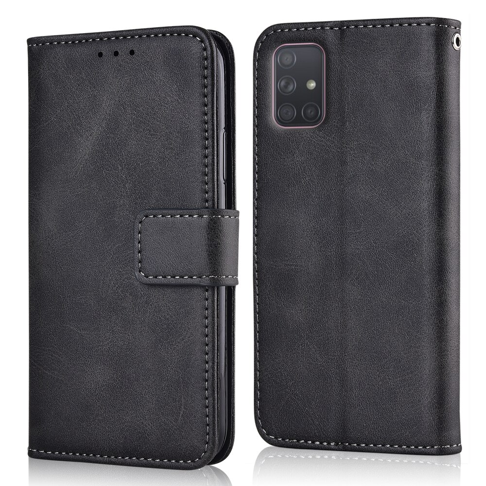 For Samsung A71 Case For On Samsung Galaxy A71 A 71 Coque Wallet Case For Samsung Galaxy A71 Book Flip Cover: niu-Dark Grey
