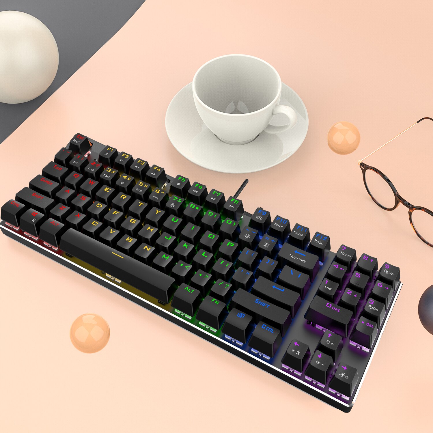 METOO 89key Gaming Mechanical Keyboard With number keys Mix Backlit USB Wired blue red Brown switch For Game Laptop