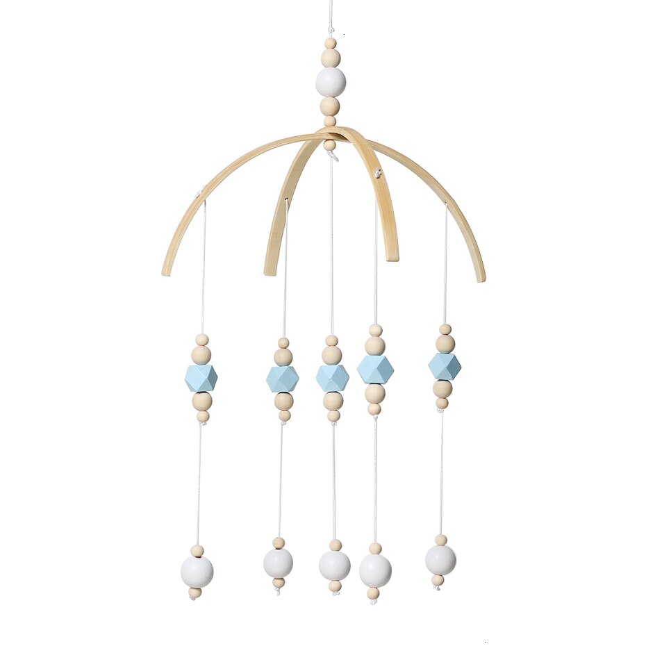 Nuovo Bella in Legno Carillon di Vento Campana Del bambino Giocattoli Mobili Perline di Legno Presepe nordico Decorazione: blu