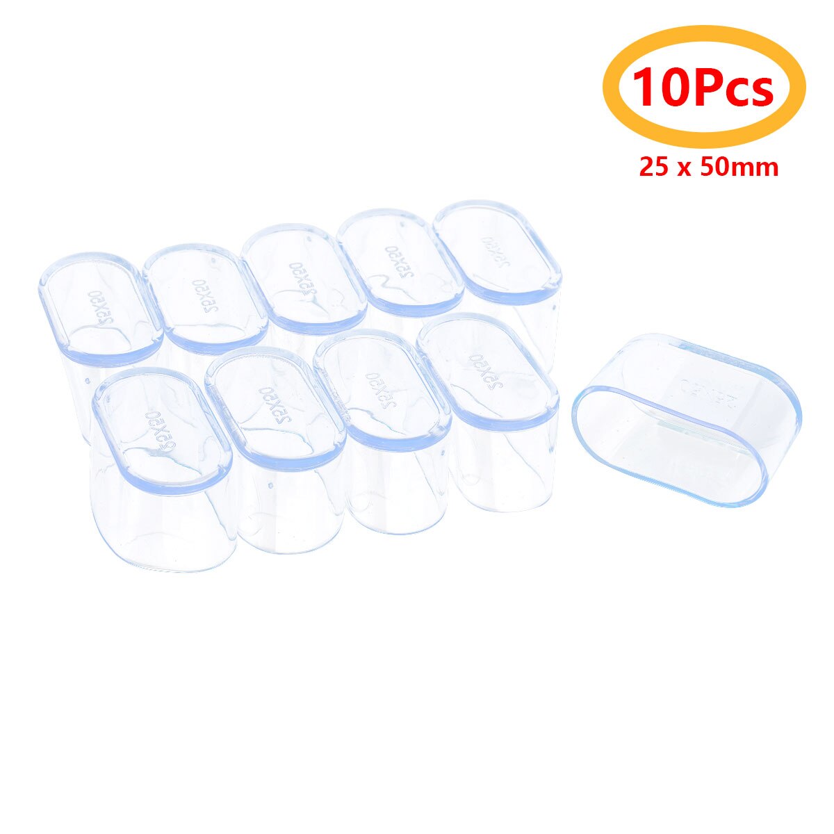 10 Oval Shape Rubber Feet Cups Non Slip Home Garden Furniture Leg Covers Hardware Office Table Chair Leg Caps Protectors: Clear 25