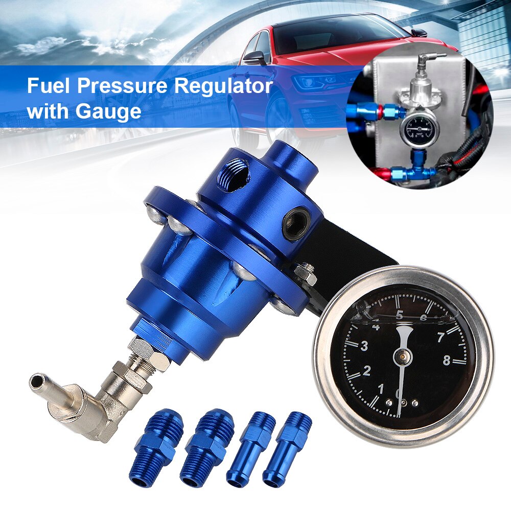 Verstelbare Fuel Pressure Regulator Met Gauge Kit 7 Kleuren Voertuig Monteren Brandstof Supercharger Universal Aluminium