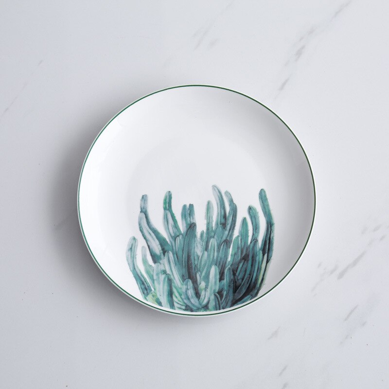 1pcs Christmas Ceramic Plate Handcraft Green Plants Porcelain serving Platter Steak Plates Dishes Home Kitchen Decoration: Plate DS34190