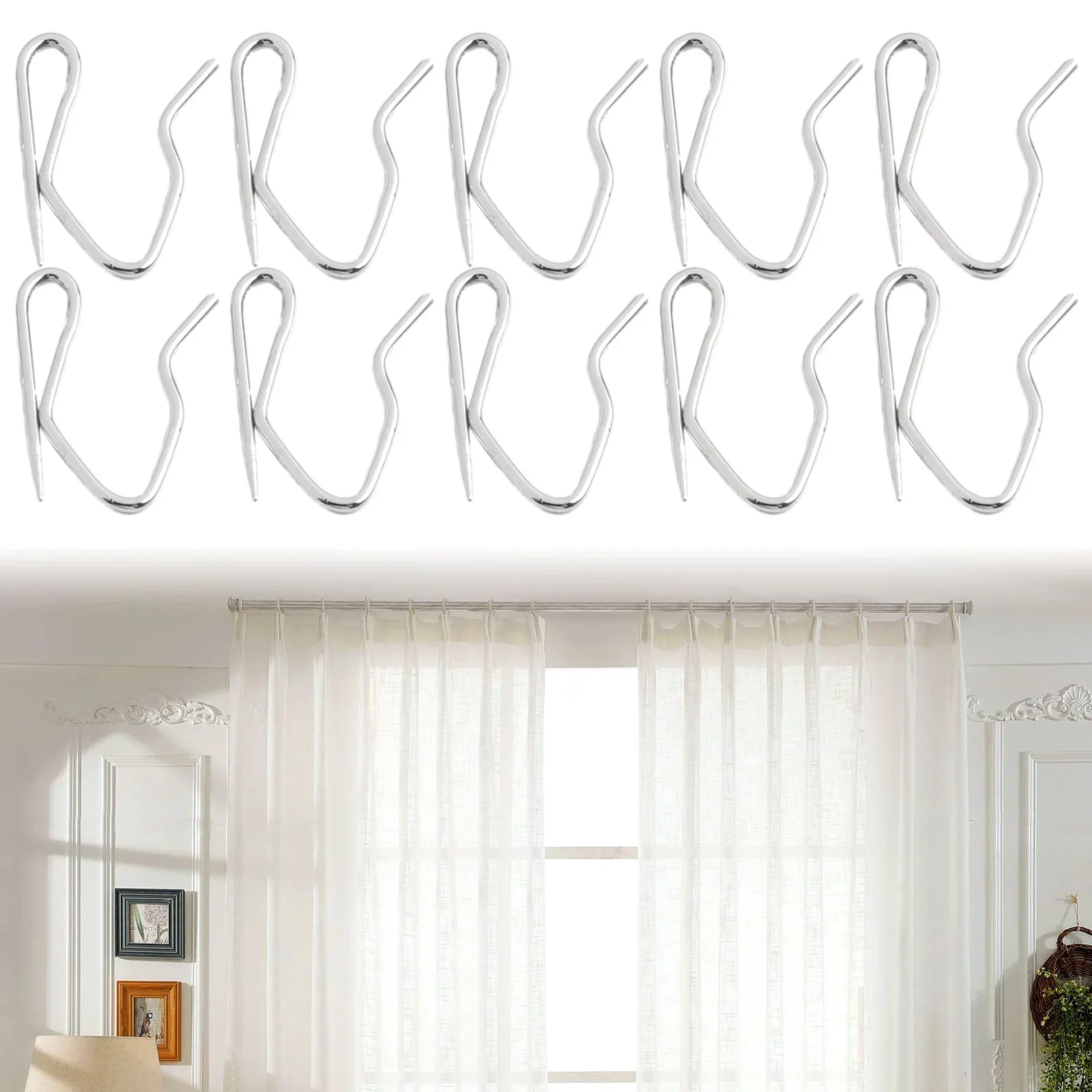 Ganchos de gancho para cortina, colgador de cortinas, Clips de ducha, herrajes para ventana, pasadores colgantes de acero inoxidable pesado, 10/20/50