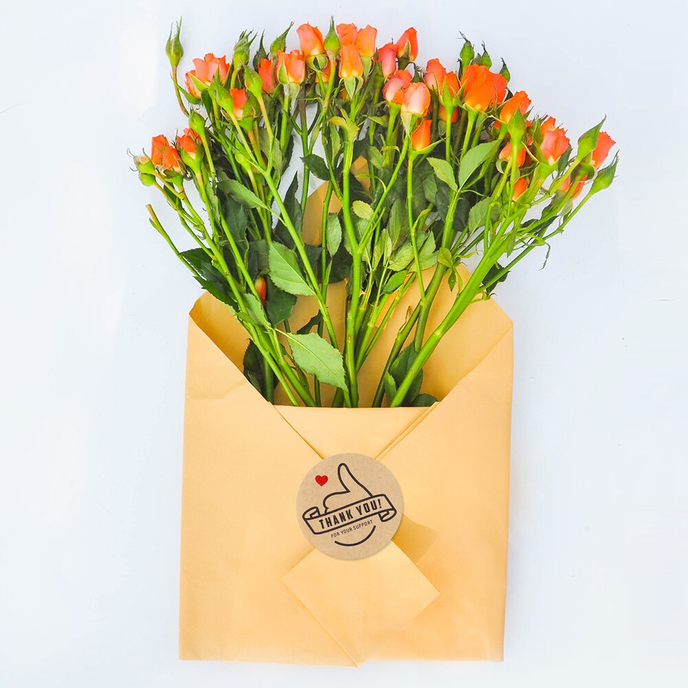 Round Labels Handmade Kraft Paper Packaging Sticker for Candy Dragee Bag Box Packing Bag Wedding Thanks Stickers