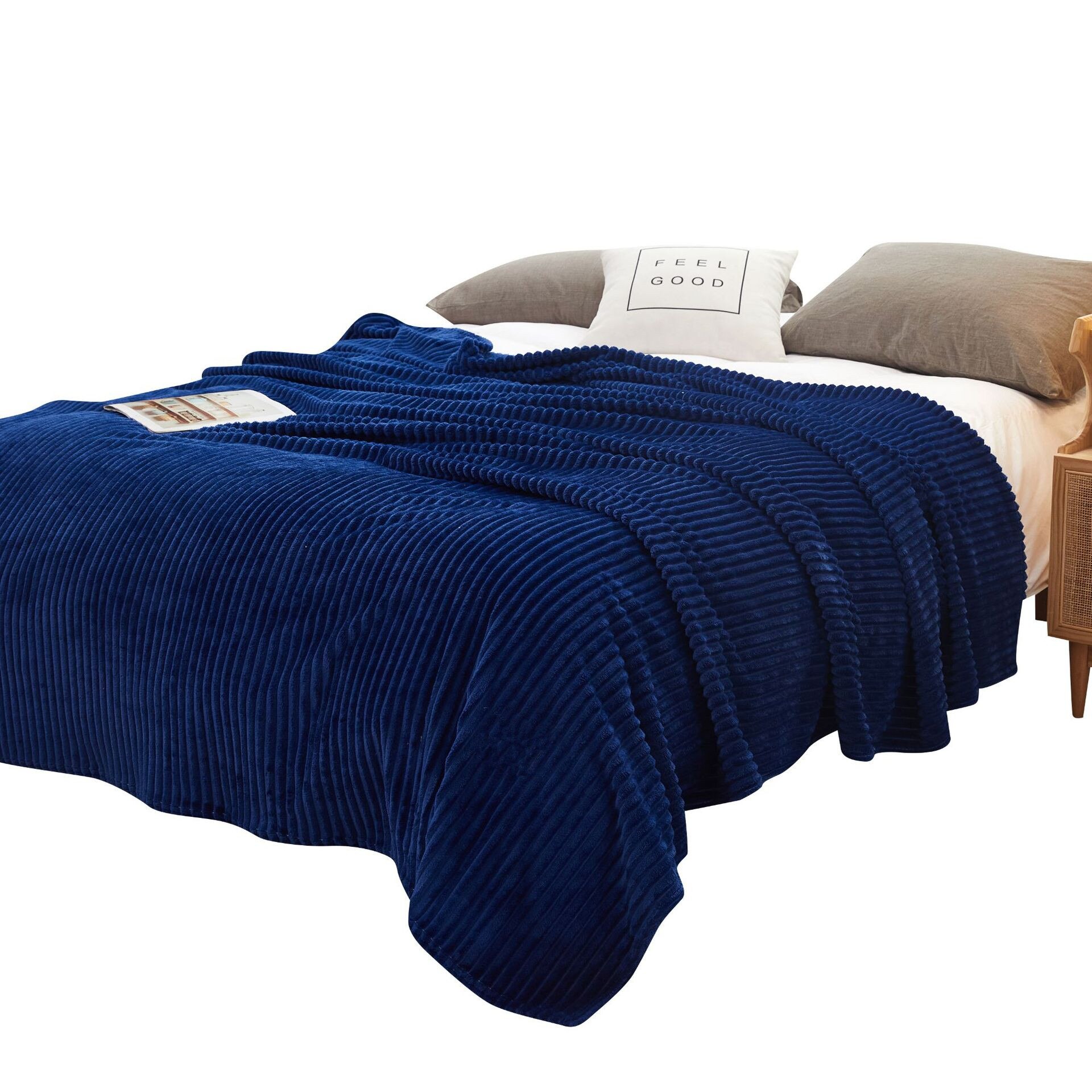 Winter Bed Vlakke Plaat Effen Kleur Zachte Flanellen Deken Warm Plaids Voor Bedden Thow Dekens Grote Maat 230*250cm: Blue