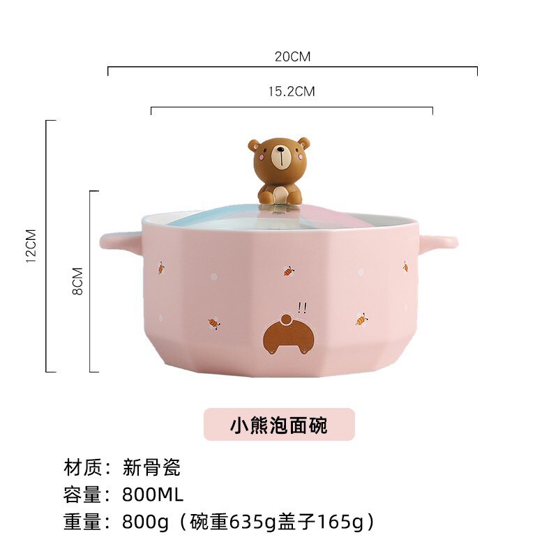 Ceramic Bowl Cute Ramen Instant Noodle Instant Bowl Cup Kawaii Japanese Kids Lunch Bento Box With Tableware Container