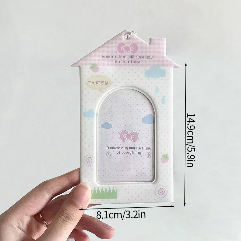 Portatarjetas de fotos de gato Y2K, soporte para sesión fotográfica Idol Kpop, llavero, mochila, colgante de exhibición, funda protectora para tarjeta de estudiante, álbum de fotos: Negro