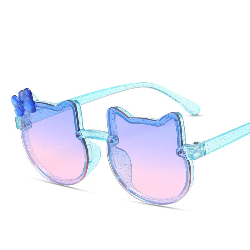 Vlinder Kinderen Zonnebril Kat Blauw Roze Bril Meisjes Leuke Kids Brillen Gekleurde Lenzen Jongens Baby Tinten Vogue Trends: Blue pink