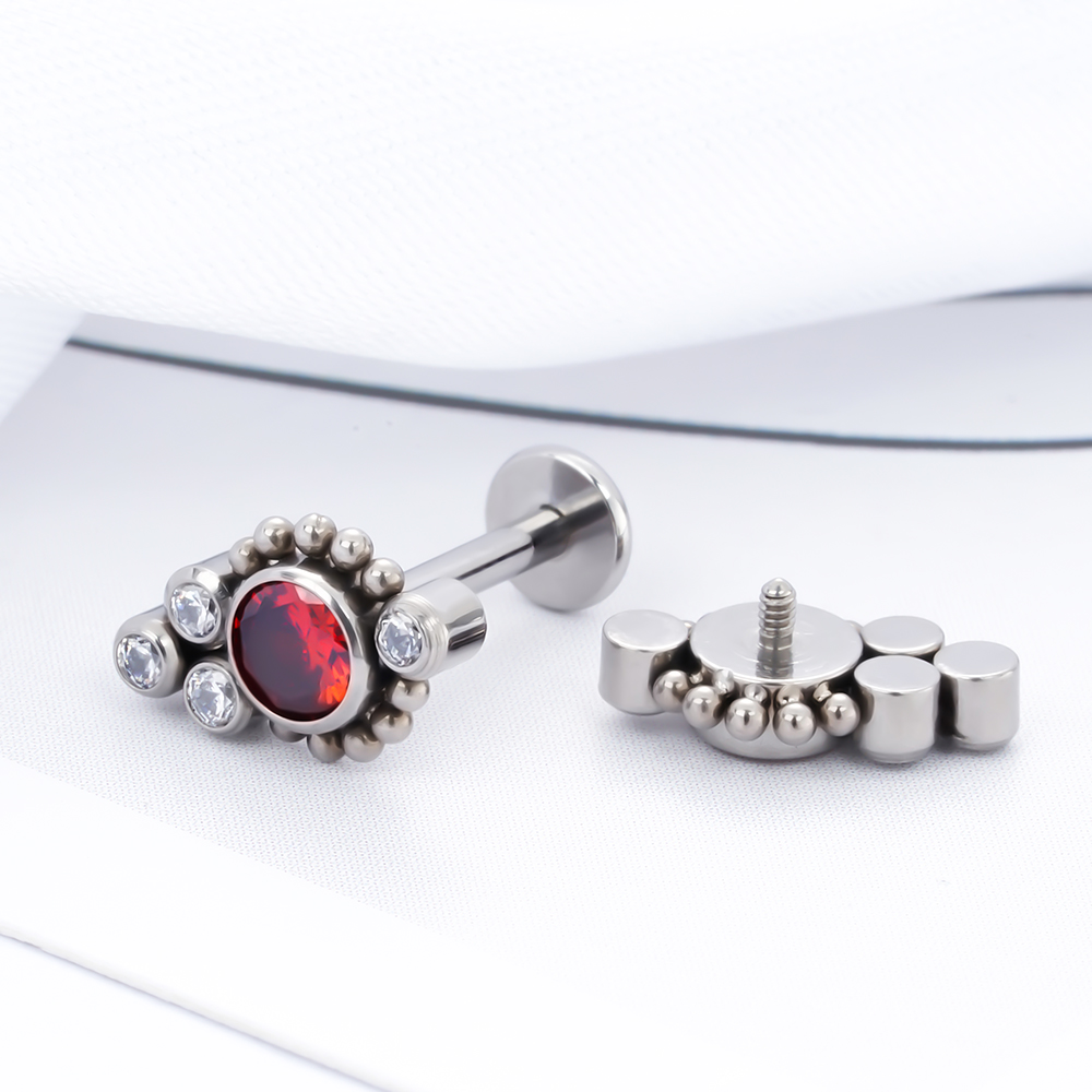 G23 titanio ASTM F136 cartílago pendientes circón ópalo ágata Labret labio Tragus de Navidad joyería Piercing para mujeres