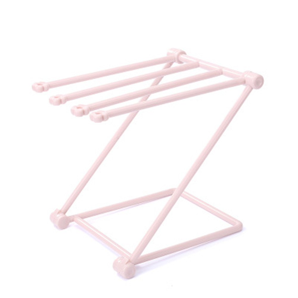 Foldable Rag Storage Rack Drying Rack Kitchen Countertop Dishwashing Cloth Rack Rag Rack Cup Drain Rack Storage Stand: Pink