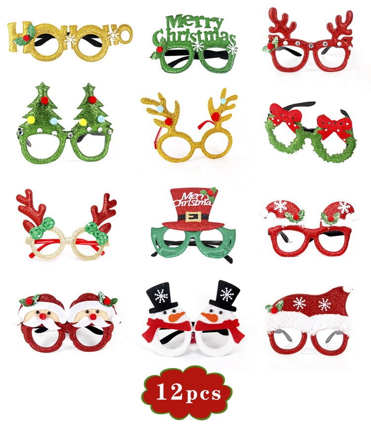 6-20 Stks/set Festival Levert Xmas Glazen Kerst Hoed Creatieve Party Kinderen Volwassen Hoofdband Kerstman Polsband: B-12 Pieces