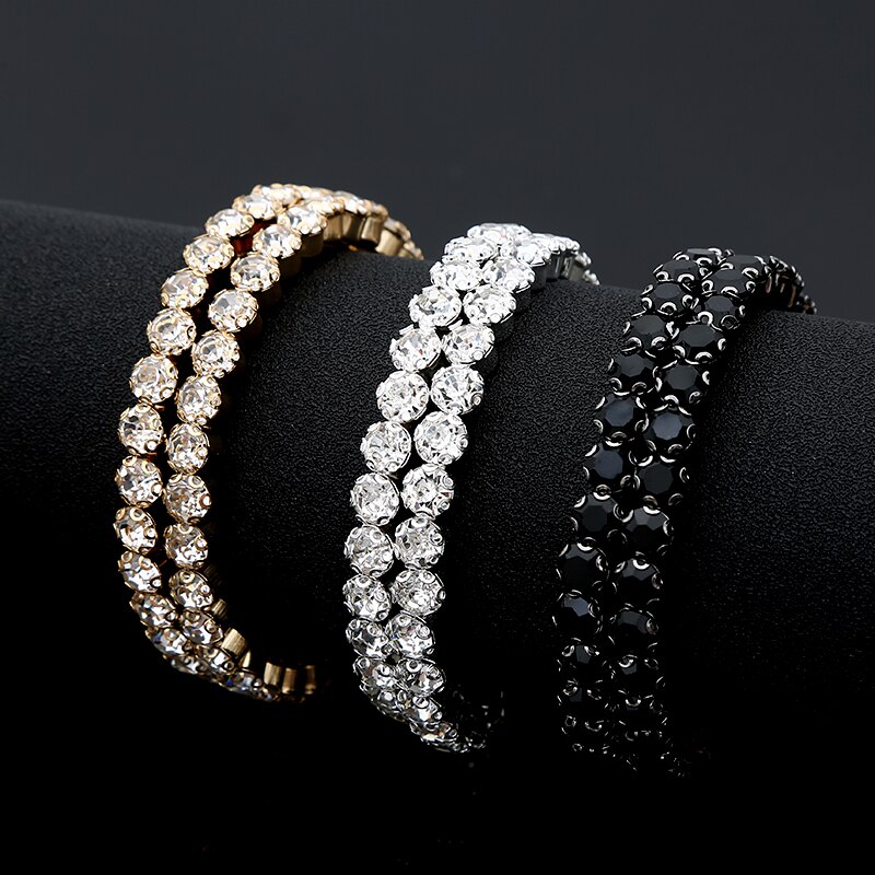 MB-8 Crystal Bracelets For Women Multilayers Silver Color Link Bracelets & Bangles Full Rhinestone Wedding Jewelry