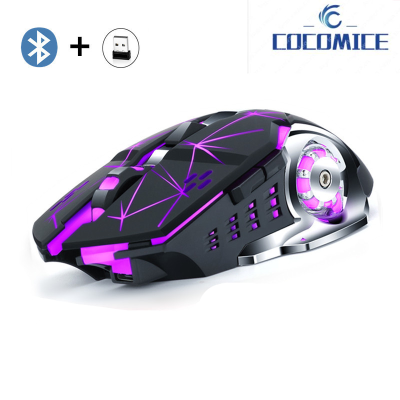 Nowy 2.4Ghz Wirelss przenośny wyciszony Bluetooth podwójny tryb mysz świecąca gra Laptop telefon PC Pad telefon uniwersalny Raton inalambrico myszy