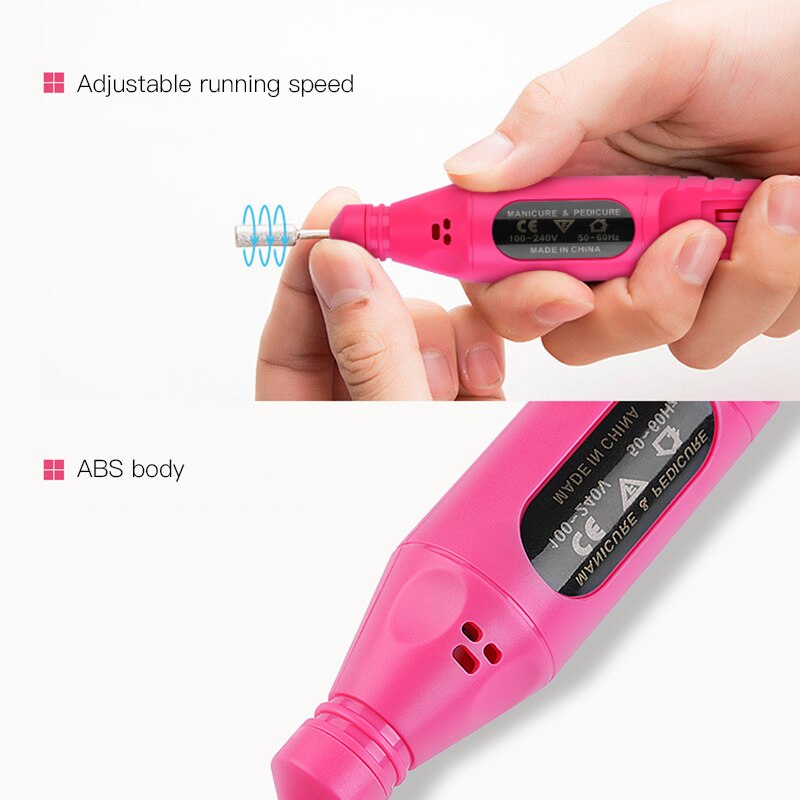 Electric Nail Drill Acrylic Electric Nail Drill File Kit Pen Shape Finger Toe Nail Polishing Machine Nail File