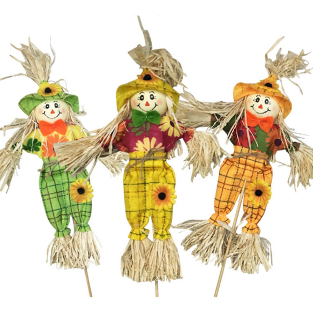 3PCS Small Autumn Fall Harvest Scarecrow Decoration For Garden Home Yard Thanksgiving Halloween Decoration Party Supplies