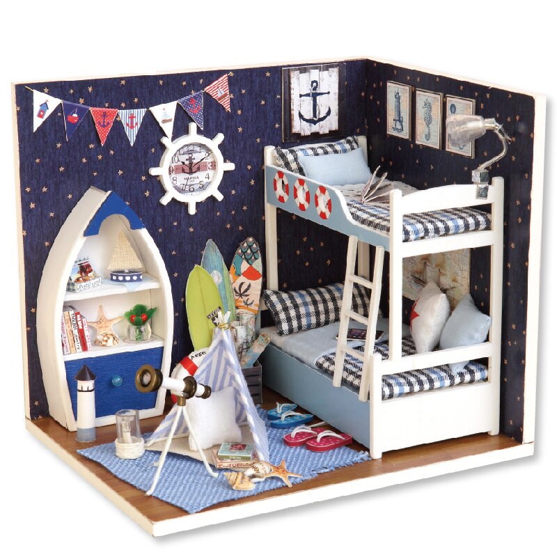 Poppenhuis Meubels Diy Miniatuur 3D Houten Miniaturas Poppenhuis Speelgoed Voor Kinderen Verjaardagscadeautjes Casa Kitten Dagboek H013: H011
