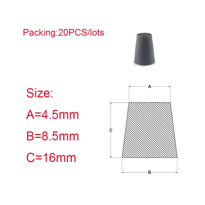 Black Stoppers Sealing End Cover Caps /High Temp Bungs /Conical Silicone Rubber Plug /Flask Tapered Tube /Masking Hole Stopper: 4.5x8.5x16mm-20PCS