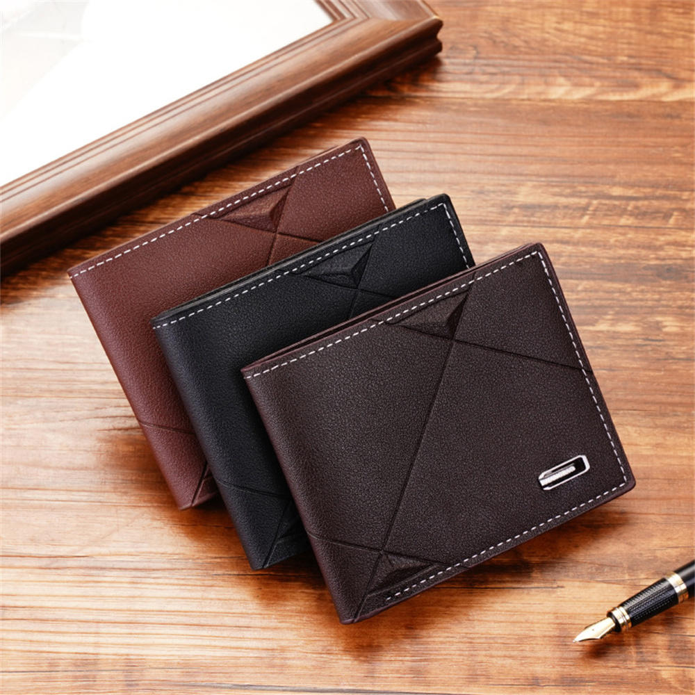 Men's Short Wallet PU Leather Thin Men Coin Pocket Korean Multi-function Leather Purse Shopping Credit ID Cards Holders