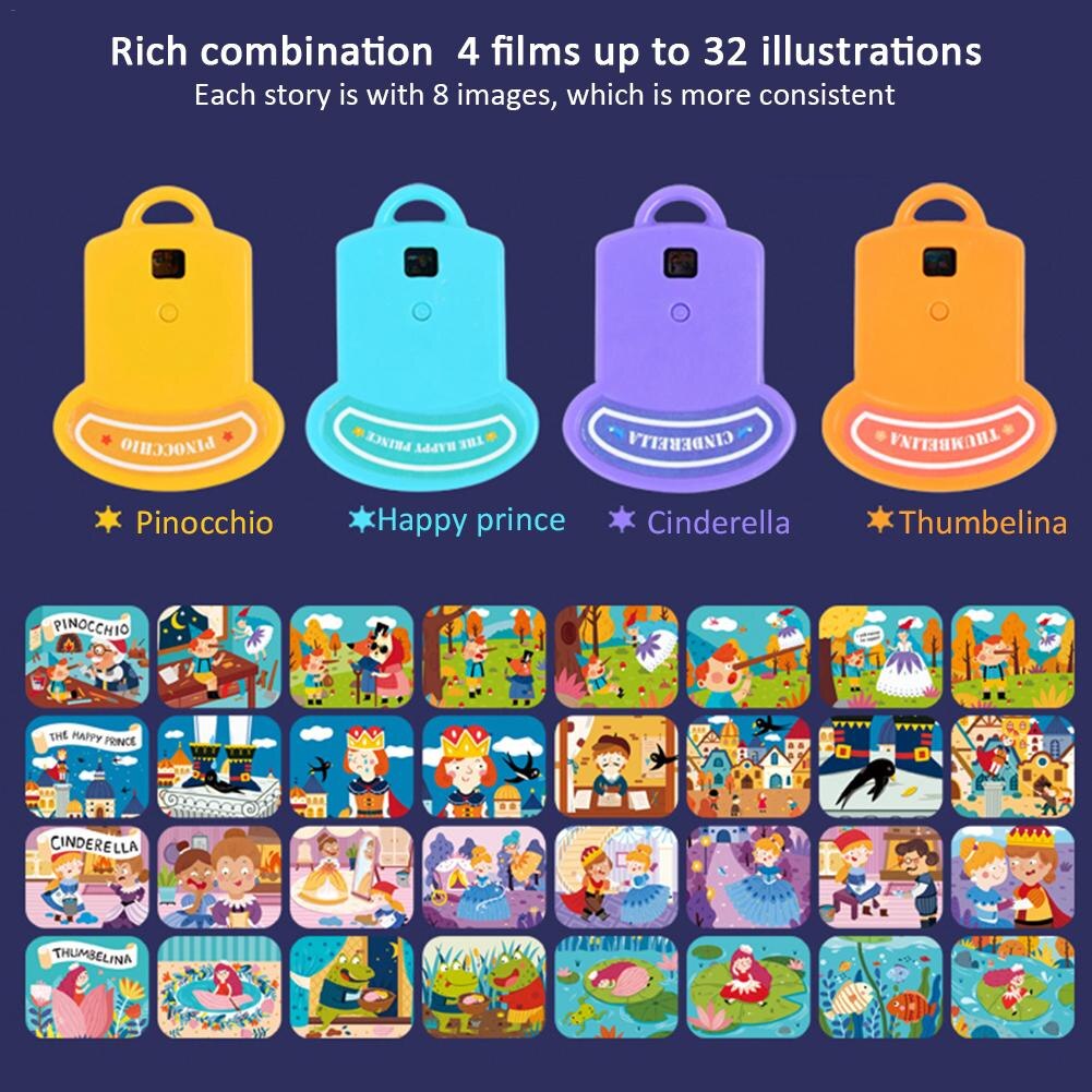 Mini Animatie Projector Educatief Licht-Up Speelgoed Theater Sprookje Projector Glow Speelgoed Kids Slapen Verhalen Voor Kinderen