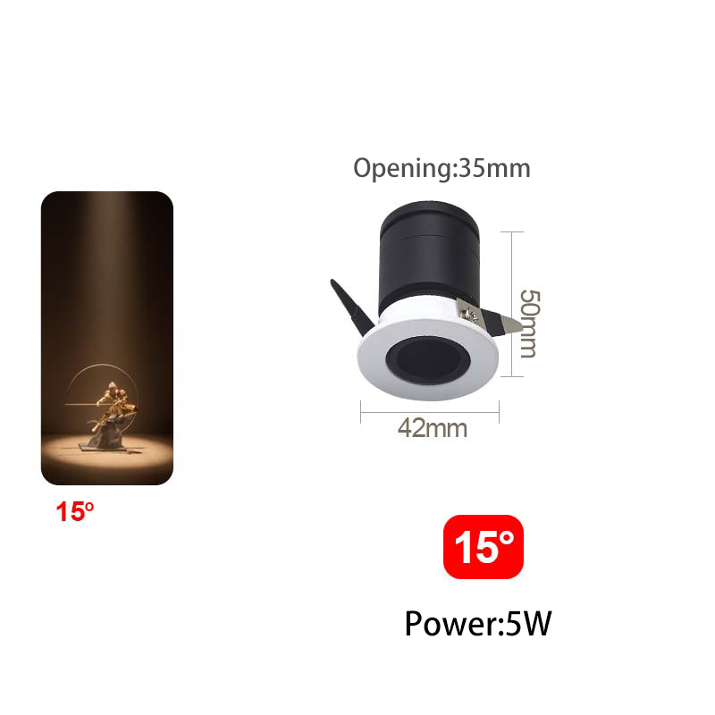 Led Spotlight Cabinet Mini Spot Light Small Angle Embedded 3W 3 8 15Degree Atmosphere Museum Display Art Picture Foco Adjustable