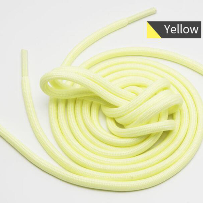 Lacets de sécurité fluorescents unisexe, 1 paire, 120/140cm, ronds et phosphorescents, pour chaussures de Sport, basket-ball en toile: YELLOW / 140 CM