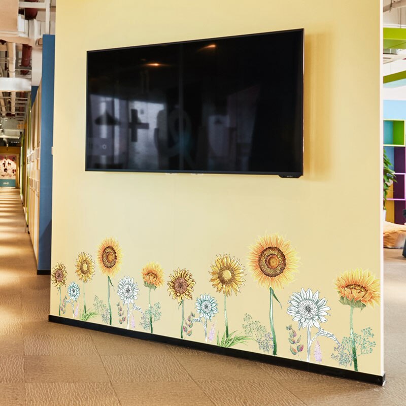 122*63cm Sun Flower Wall Stickers Sunflower Home Decor for Kitchen Bedroom Vinyl DIY Wall Decals Lovely Rooms Decoration