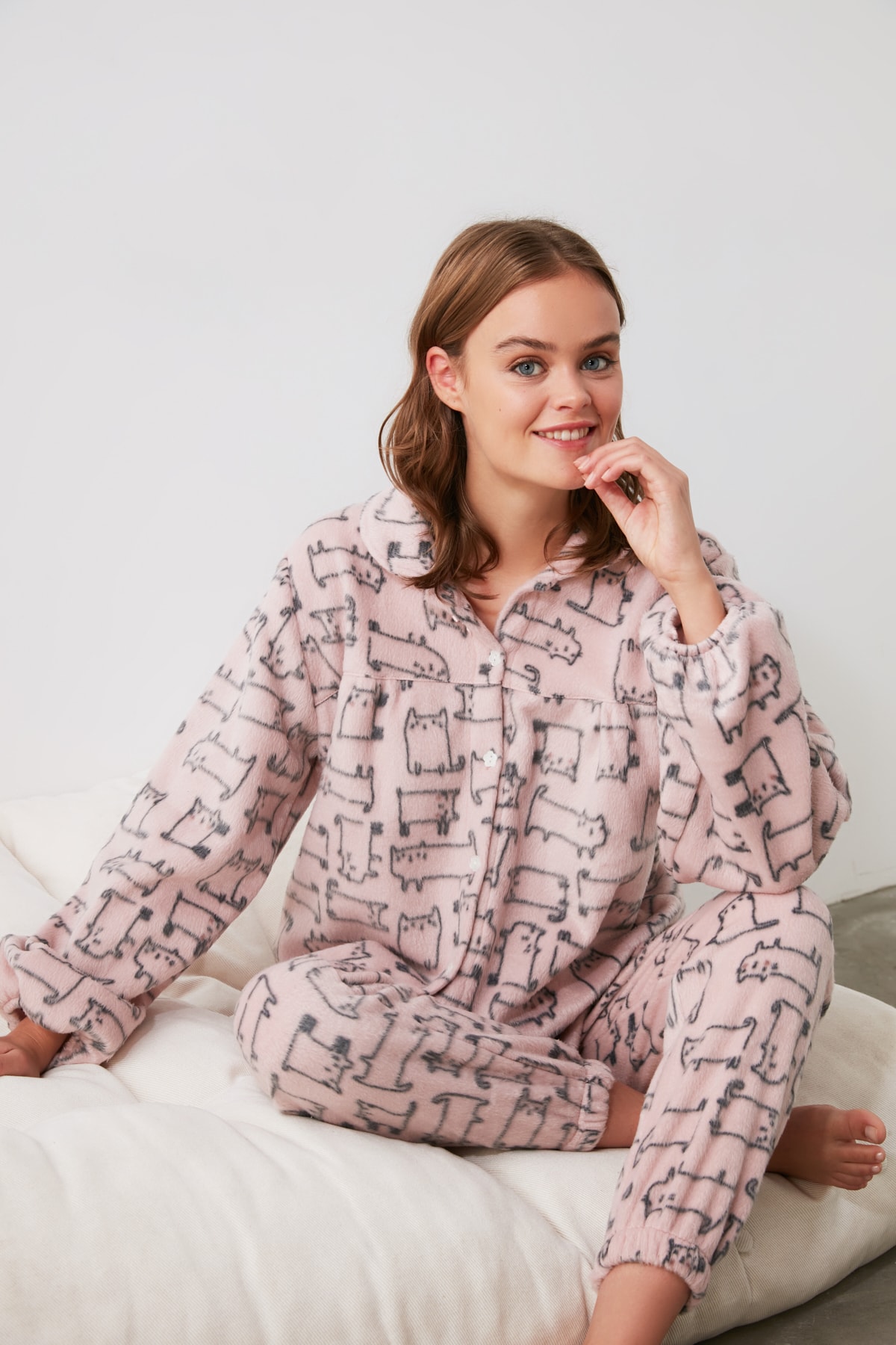 Trendyol Eyelash Knitted Pajamas Set THMAW21PT0585: L