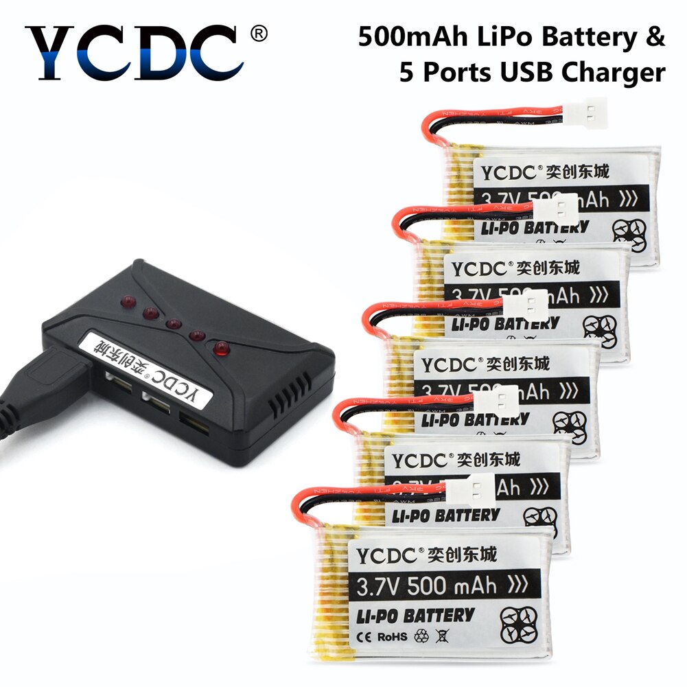 Drone Batteries 3.7V 500mAh Li-Po Battery For Syma X5C X5SC X5SW, UDI U45 U45W Quadcopter Rechargeable Batteries + Charger