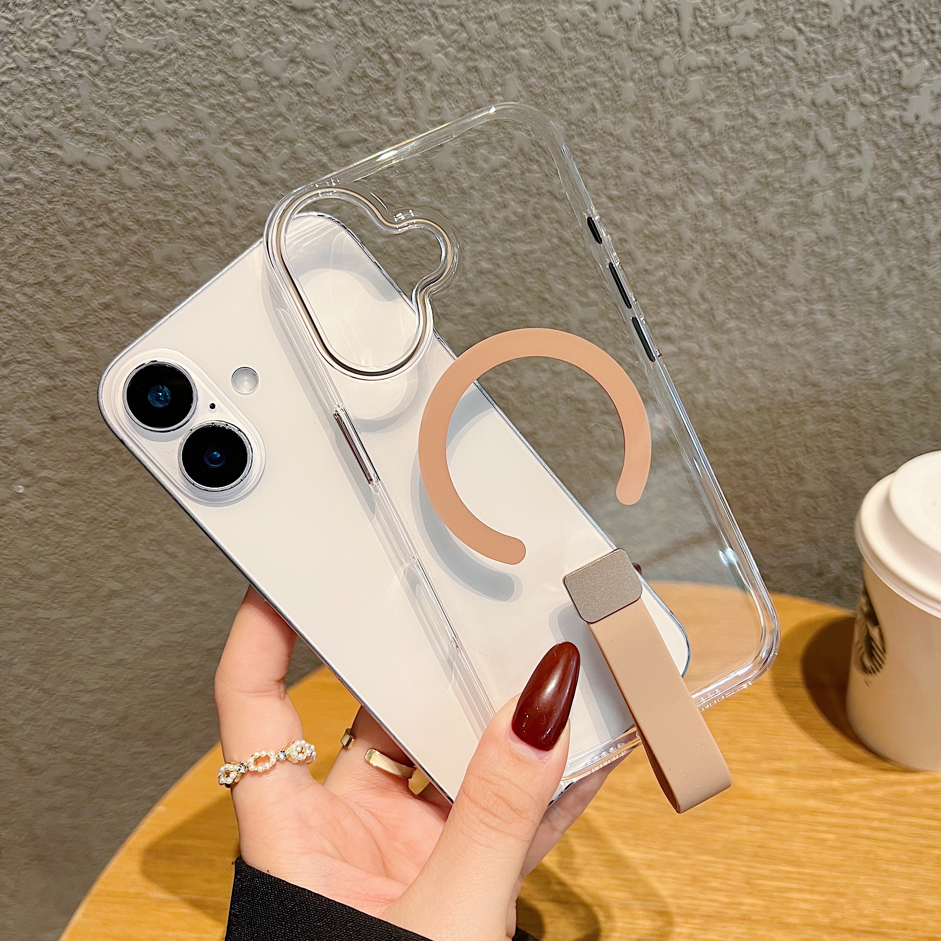 Funda de teléfono móvil transparente magnética para Iphone 16 15 14 13 Pro Max anillo tipo C funda de teléfono magnético para Iphone 16 15 Pro Max