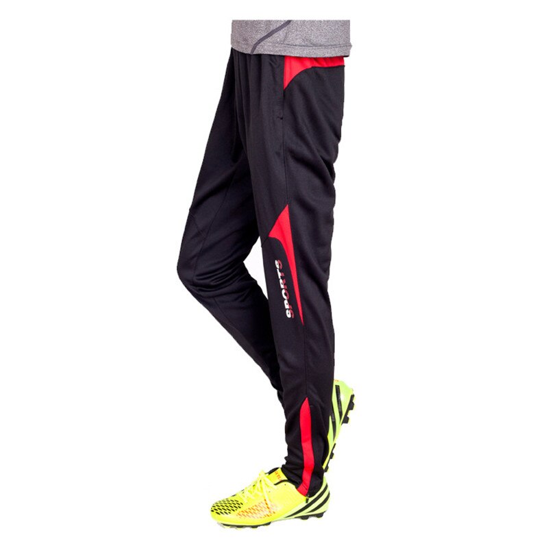 Kids Boys Girl Football Soccer Training Pants Jogging Running Pants Trousers Leggings Sport Jogger Sweatpants Pocket Leg Zipper: 9106T black red / Kids size 28