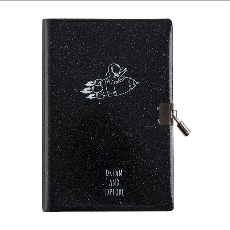 A5 Space Planet Notebook with lock 365 Days Notebook Notepad: D