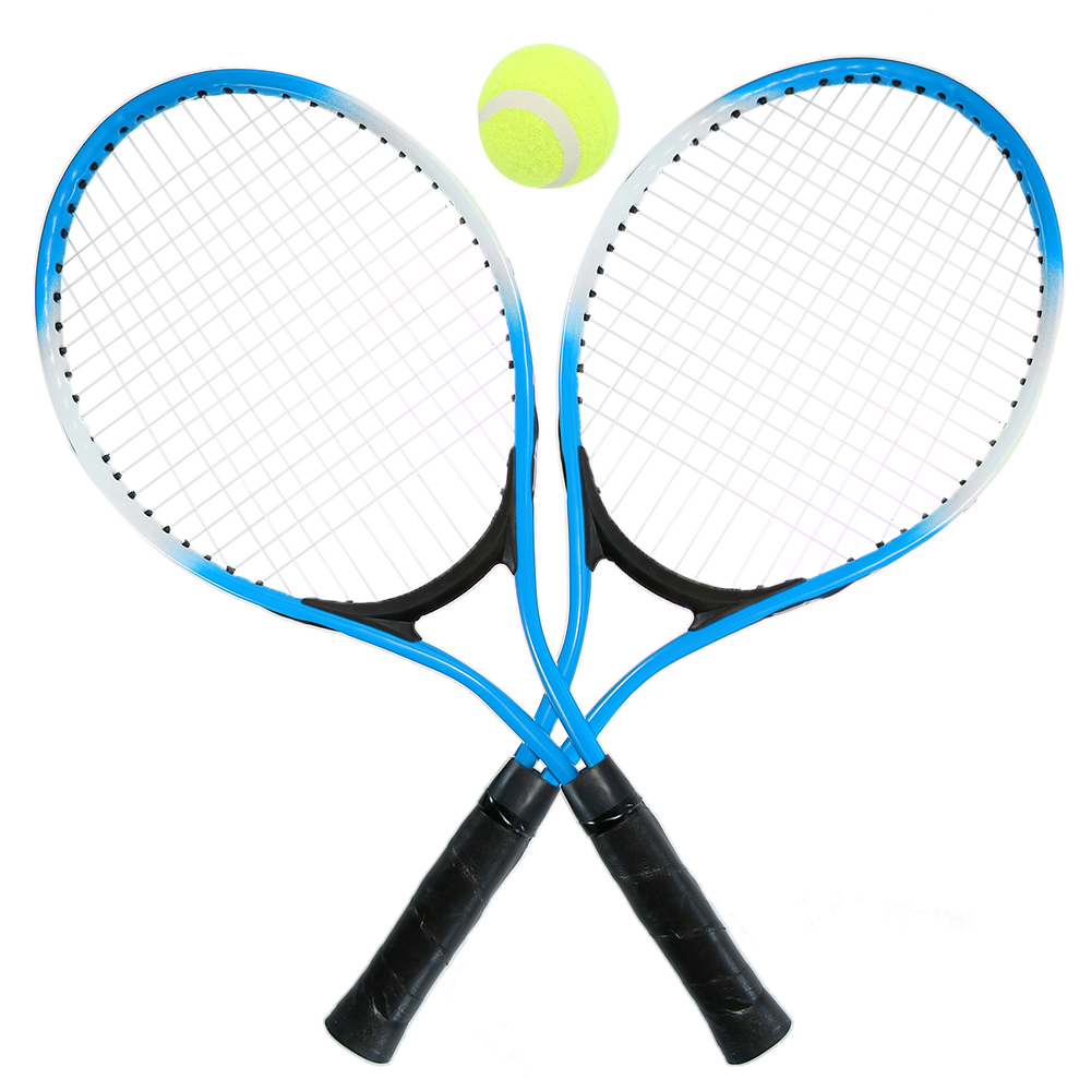 2 Stks Kids Tennisracket String Tennisrackets met 1 Tennisbal en Cover Tas Sport Fitness Blauw Tennisracket