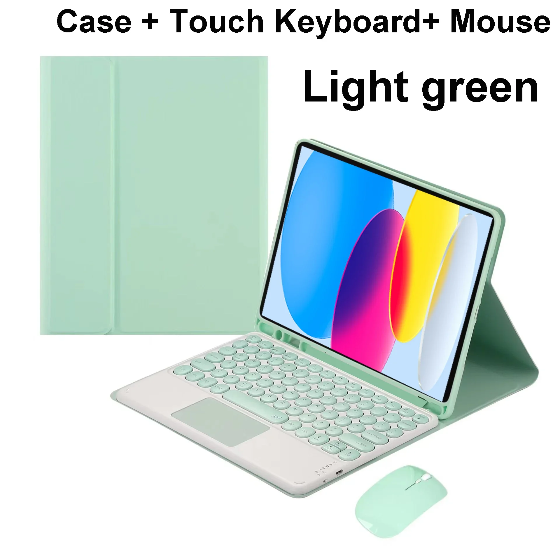 With Keyboard PU Tablet Case for IPad 11th Generation 11 Inch A16 Bluetooth Mouse Covers for Apple IPad 10th Funda: eleven / Blue