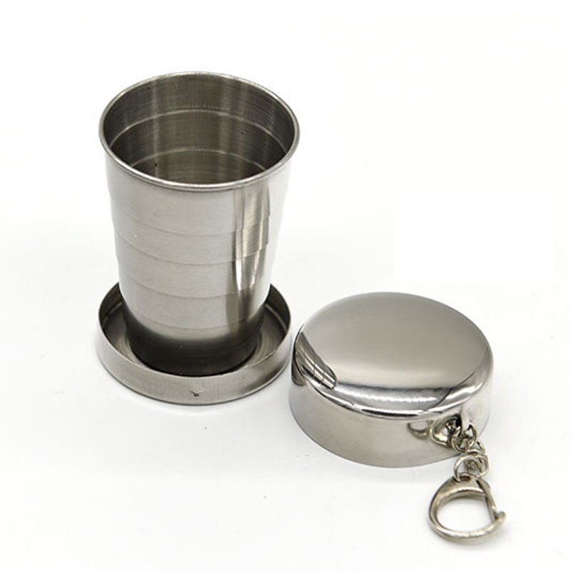 Thuis 75/140/240 ml Rvs Camping Vouwen Cup Draagbare Outdoor Sport Reizen Demontabel Inklapbare Cup Met sleutelhanger