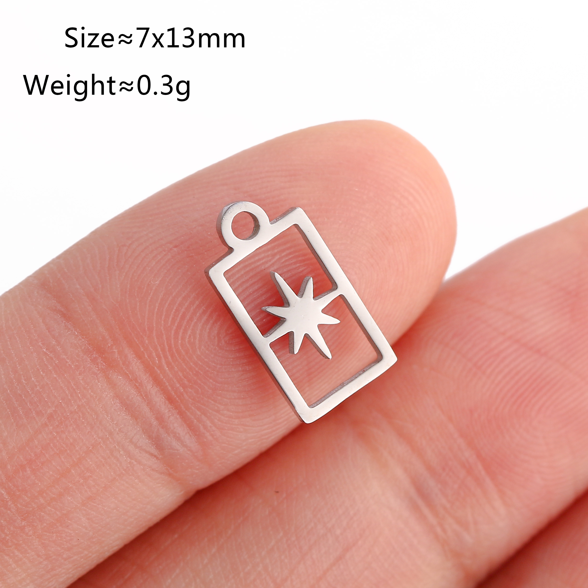 Lote de 5 unidades de Mini dijes de estrella Celestial, colgante de pentagrama/estral/Meteor/luna de acero inoxidable DIY para pendientes, pulseras, fabricación de joyas: Plata antigua plateada