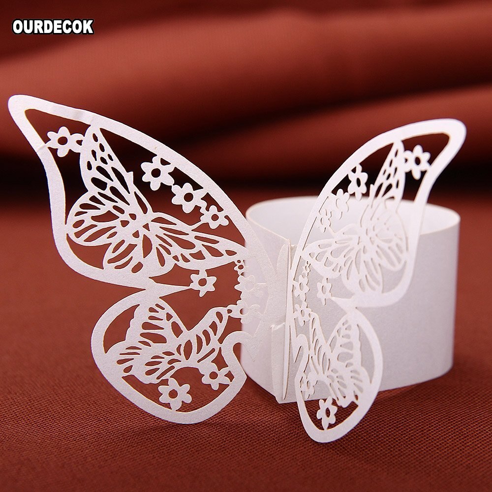 50pcs Butterfly Paper Napkin Rings for Wedding Party decoration Wedding Favors