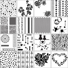 Aribrush-pochoir de tatouage pour peinture, pochoir artisanal pour Scrapbooking, modèle de carte en papier de gaufrage, 16 pièces/ensemble, décoration murale à faire soi-même