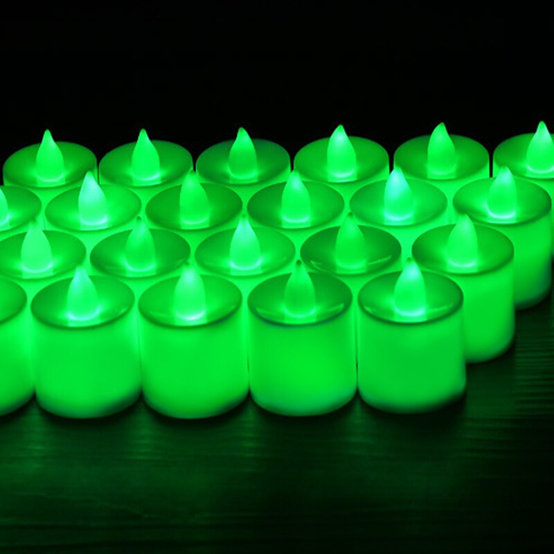 12 Pièces Coloré LED À Piles Bougies chauffe-plat Sans Flamme Mariage Décor Accessoires bougie D'anniversaire électronique Décoration: green light