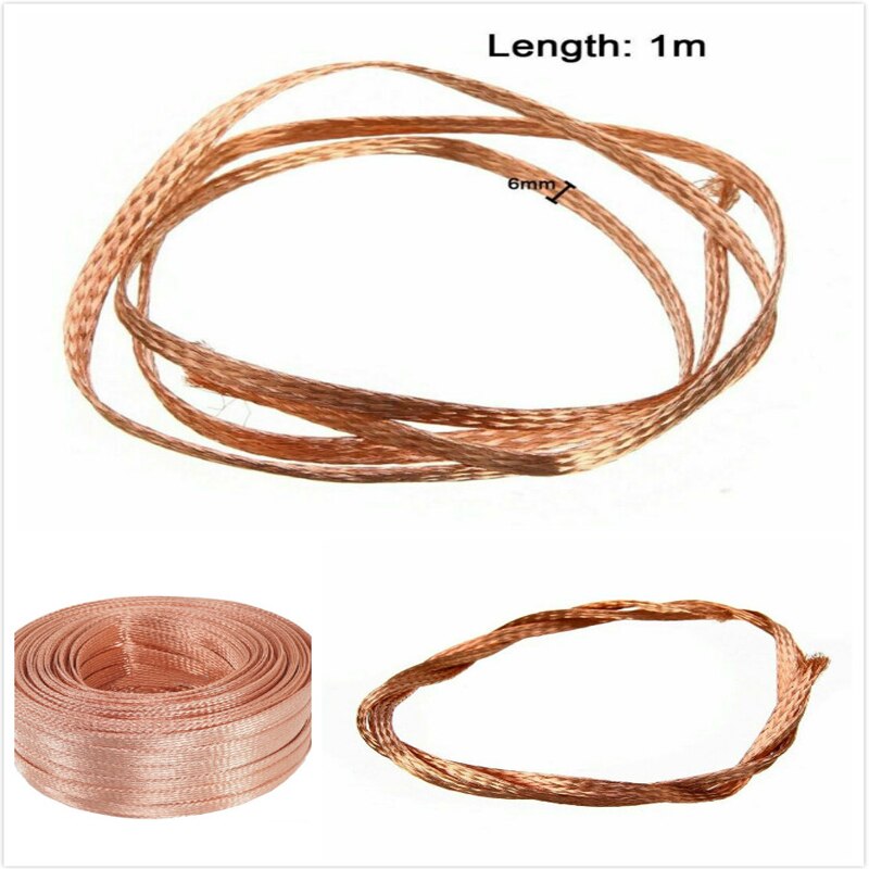 1 pièces fil de connexion tressé en cuivre étamé 1m x 6mm bande conductrice dessouder soudure tressée
