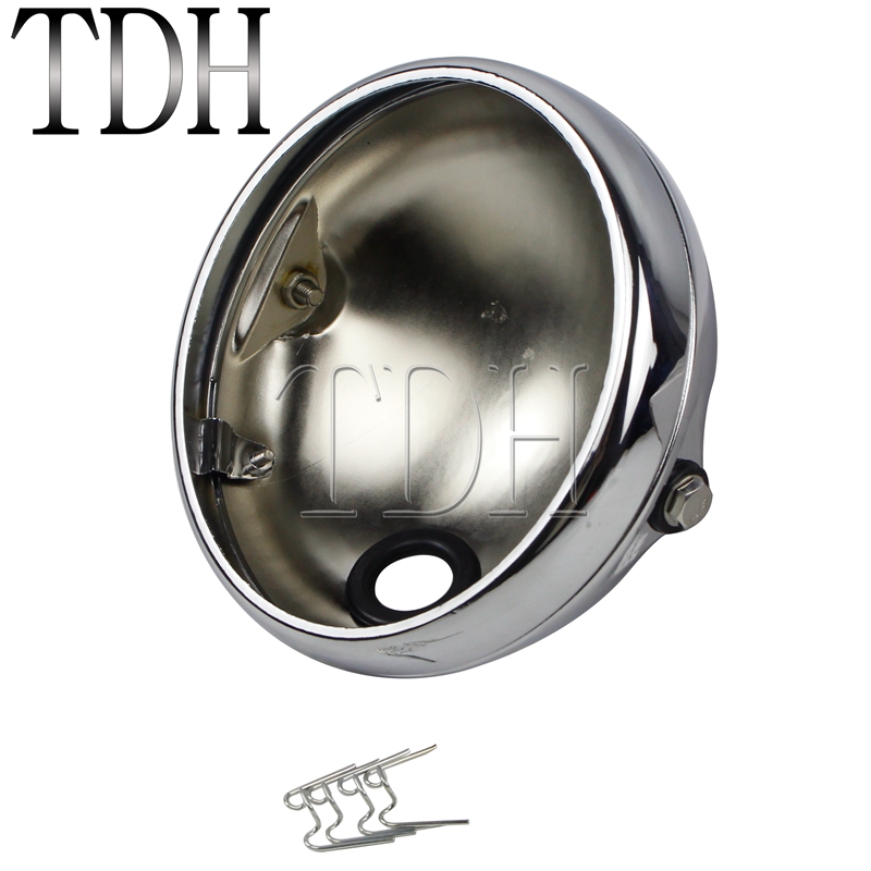 7 Inch Motorfiets Koplamp Cover Zwart Voor Harley Custom Led Koplamp Behuizing Beugel Universele Emmer Shell Vuurtoren: A Chrome