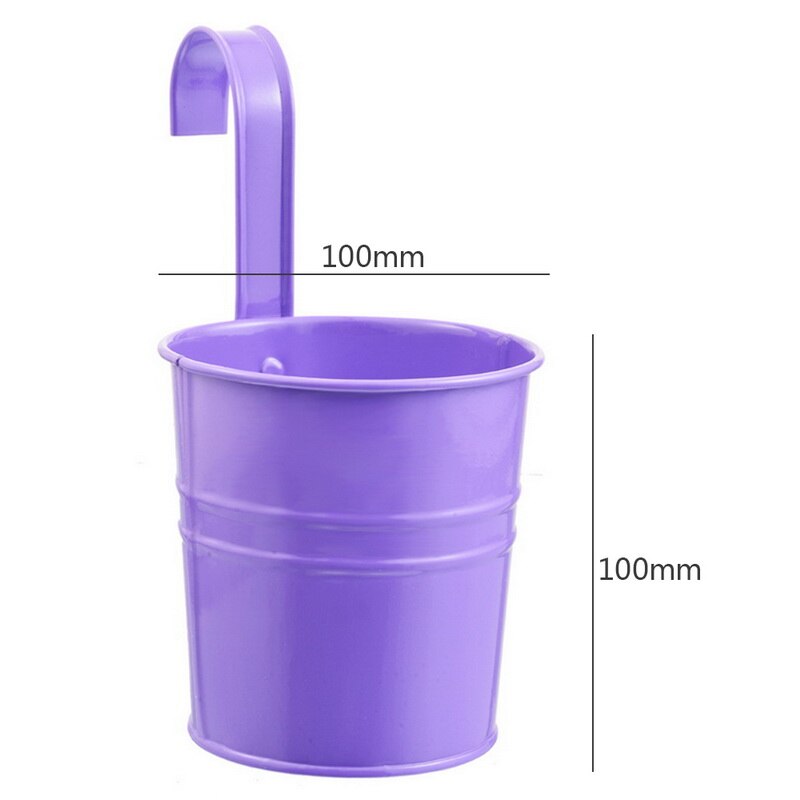 10 Kleuren Opknoping Bloempotten Haak Muur Potten Tuin Potten Balkon Plantenbakken Metalen Emmer Bloem Houders Home Decor: purple