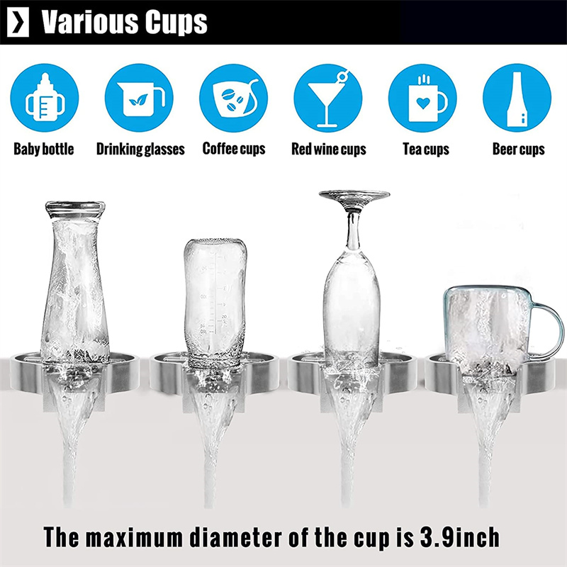 Stainless Steel Glass Cup Cleaning Machine, Household Kitchen, Restaurant, Bar High-Pressure Automatic Washer Sink Accessories