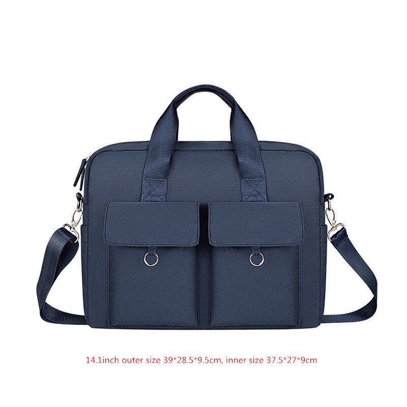 Waterproof Shockproof Laptop Bag Briefcase Men's Women's Shoulder Tote Crossbody Travel Office Business Document Storage Pouch: Navy blue M