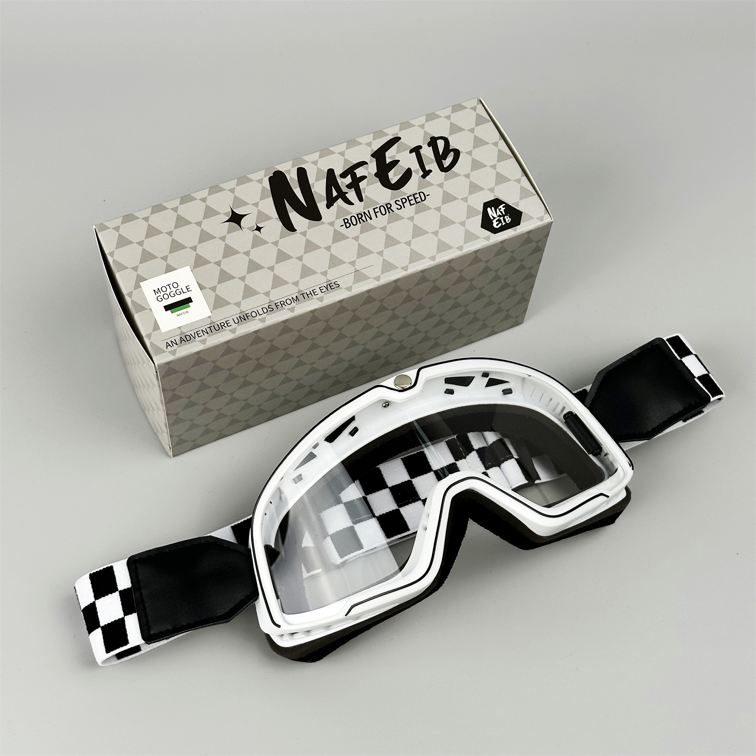 Bikers Retro Motorbril Bril Vintage Moto Klassieke Bril voor Pilot Style Steampunk ATV Bike Koperen Helm: WHITE